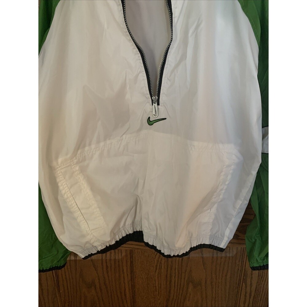 Vintage Nike Center Swoosh Windbreaker Jacket M Lime Green White Y2K - Picture 7 of 8